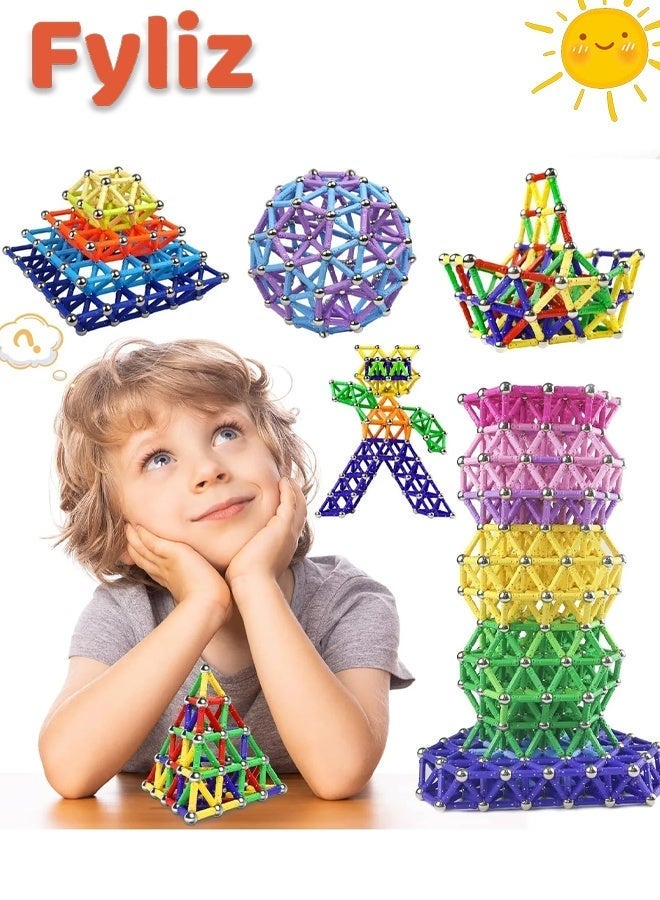 Fyliz 144 Pieces Magnetic Constructions Kids, Magnetic Construction Blocks Sticks, Montessori Construction Toys ﻿ - Image 5